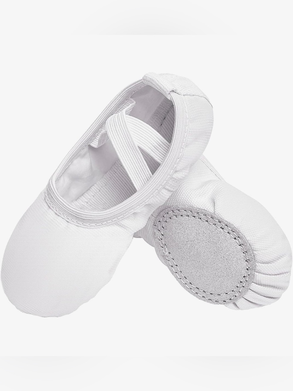 Children's White Ballet Slippers with Elastic Cross Strap